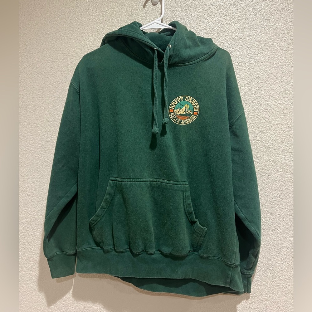 SCW Happy Camper Green Hooded Sweatshirt, L